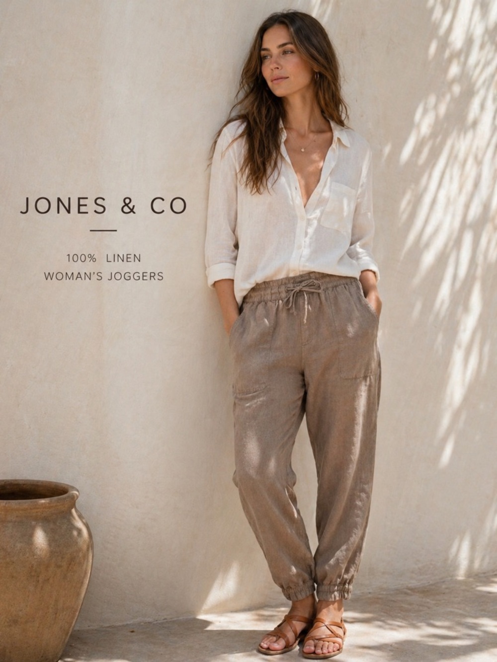 Jones New York 100%  Linen Drawstring Joggers med